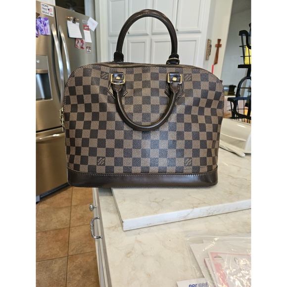 Louis Vuitton Alma Handbag Brown Damier Ebene Satchel Designer Purse - Picture 1 of 11